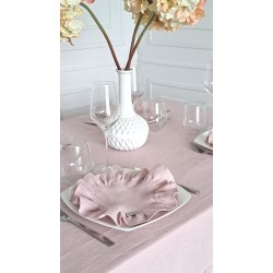 Ready to ship - SET of 2/4/6pcs cute washed linen napkins with 2 inch ruffle, Handmade sweet dusty rose round dinner napkins for table decor SwannyLinen